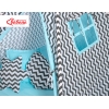 MEGA SET: Tenda Teepee con Tappetino, Cuscini e Piume Decorative GRATIS! Nero Blu Chevron