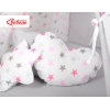 MEGA SET: Tenda Teepee con Tappetino, Cuscini e Piume Decorative GRATIS! Rosa Grigio Stelle