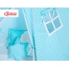Tenda Teepee con Tappetino e Cuscini Turchese Pois Bianchi