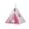 Tenda Teepee per Bambini con Tappetino e Set Cuscini Rosa Grigio a Scacchi