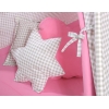 Tenda Teepee per Bambini con Tappetino e Set Cuscini Rosa Grigio a Scacchi