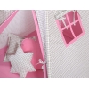 Tenda Teepee per Bambini con Tappetino e Set Cuscini Rosa Grigio a Scacchi