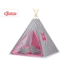 Tenda Teepee per Bambini con Tappetino e Set Cuscini Rosa Nero Chevron