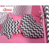 Tenda Teepee per Bambini con Tappetino e Set Cuscini Rosa Nero Chevron