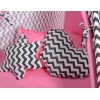Tenda Teepee per Bambini con Tappetino e Set Cuscini Rosa Nero Chevron