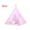 Tenda Teepee per Bambini con Tappetino e Set Cuscini Rosa Pois Bianchi
