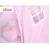 Tenda Teepee per Bambini con Tappetino e Set Cuscini Rosa Pois Bianchi