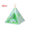 Tenda Teepee per Bambini con Tappetino e Set Cuscini Verde Blu Chevron