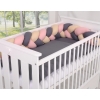 Treccia Paracolpi per Letto Bambino Beige Antracite Rosa Scuro