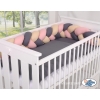 Treccia Paracolpi per Letto Bambino Beige Antracite Rosa Scuro
