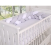 Treccia Paracolpi per Letto Bambino Bianca Grigio
