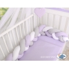 Treccia Paracolpi per Letto Bambino Bianca Grigio Lilla