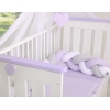 Treccia Paracolpi per Letto Bambino Bianca Grigio Lilla
