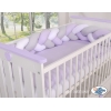 Treccia Paracolpi per Letto Bambino Bianca Grigio Lilla