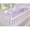 Treccia Paracolpi per Letto Bambino Bianca Grigio Lilla