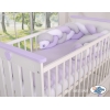 Treccia Paracolpi per Letto Bambino Bianca Grigio Lilla