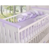 Treccia Paracolpi per Letto Bambino Bianca Grigio Lilla