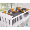 Treccia Paracolpi per Letto Bambino Grigio Antracite Giallo Miele