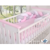 Treccia Paracolpi per Letto Bambino Rosa Bianca Grigio