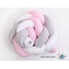 Treccia Paracolpi per Letto Bambino Rosa Bianca Grigio