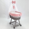 Letto neonato in vimini grigio con accessori Rosa