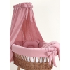 Rivestimento per culla in vimini in mussola rosa cipria