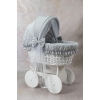 Rivestimento per culla in vimini versione grande con cappottina