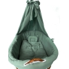 Set completo per culla in vimini XL khaki in mussola di cotone