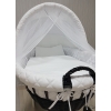 Set Tessile Culla in Vimini XL Bianco con Cappotta