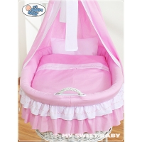 Set di biancheria per culla in vimini 4 pezzi con Baldacchino