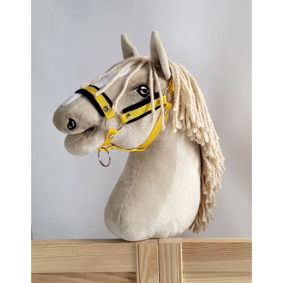 Cavezza per Il Tuo Cavallo Hobby Nero Giallo con Pelliccia Bianca