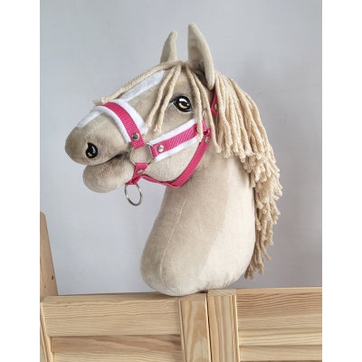 Cavezza per Il Tuo Cavallo Hobby Rosa Scuro con Pelliccia Bianca