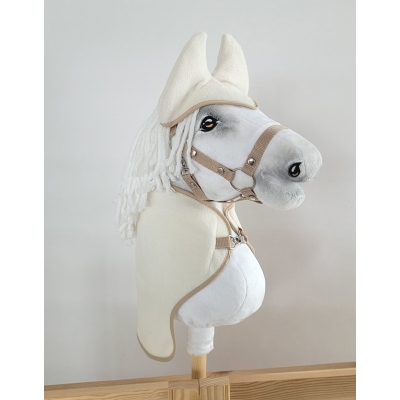 Coperta e Paraorecchie per Cavallo Bastone Creme