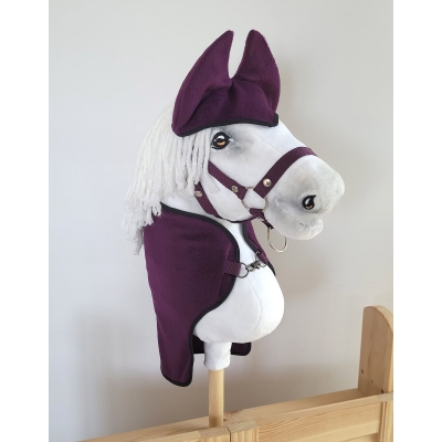 Coperta e Paraorecchie per Cavallo Bastone Prugna