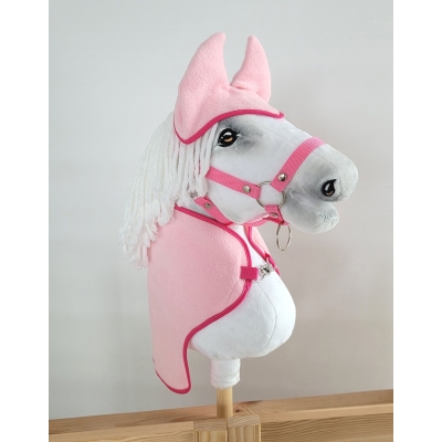 Coperta e Paraorecchie per Cavallo Bastone Rosa Chiaro