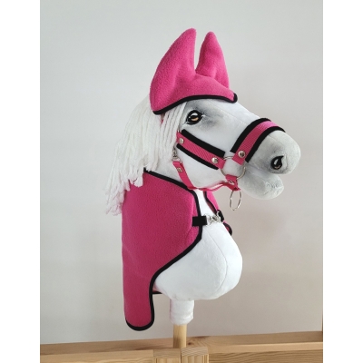 Coperta e Paraorecchie per Cavallo Bastone Rosa Scuro