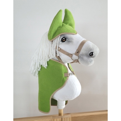 Coperta e Paraorecchie per Cavallo Bastone Verde