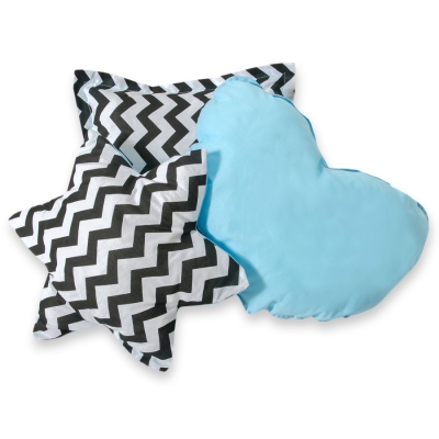 3 Guanciali Nero Blu Chevron