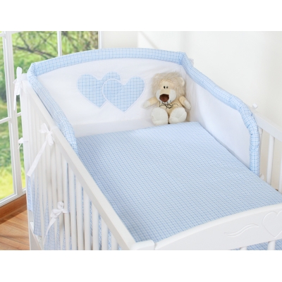 Biancheria Lettino 2 parti Blu a Scacchi Cuori