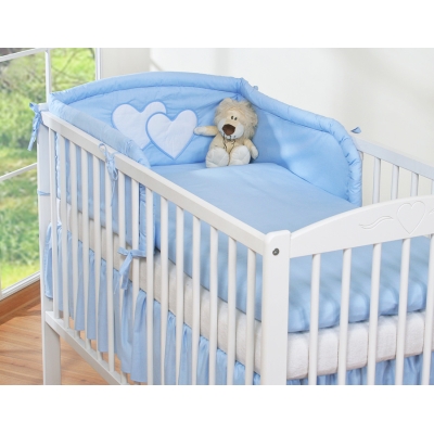 Biancheria Letto 3 parti Paracolpi Blu Cuori