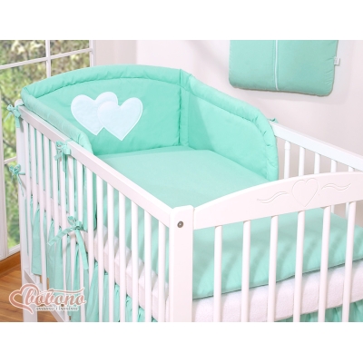 Biancheria Letto 3 parti Paracolpi Menta Cuori