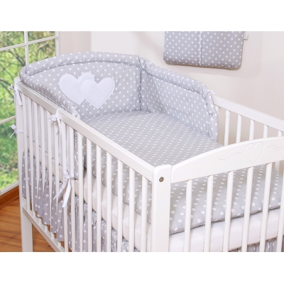Biancheria Letto Neonato 2 parti Grigio Pois Bianchi Cuori