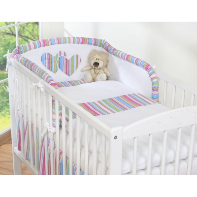 Biancheria Letto Neonato 2 parti Lilla a Strisce Cuori