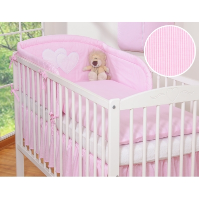 Biancheria Letto Neonato 2 parti Rosa a Strisce Cuori