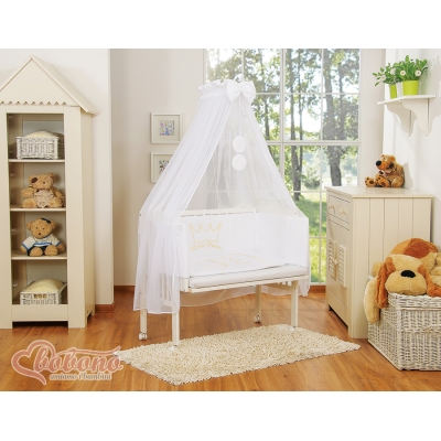 Biancheria per Lettino Neonati da Attaccare 6 parti Bianca Little Prince/Princess