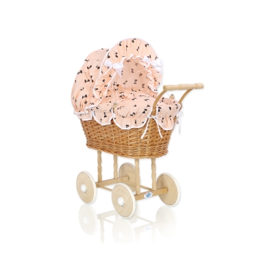 Carrozzina in Vimini Vintage Bambole Fiocchetti
