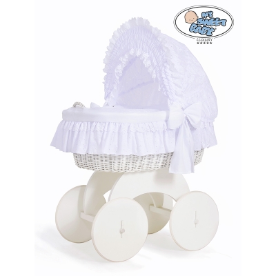 Cesta Vimini Neonato con Ruote Carlotta Bianca