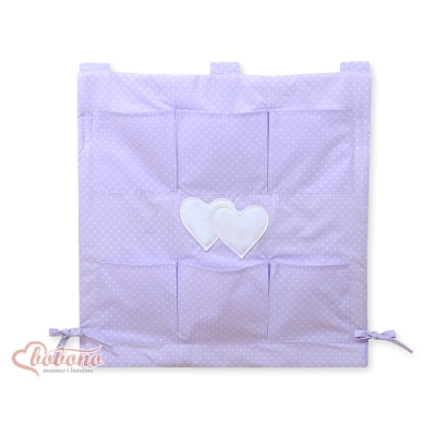 Culla Appesa Organizer Lilla Pois Bianchi Cuori