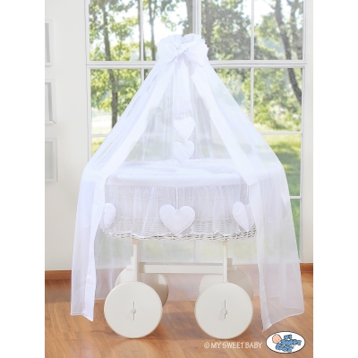 Culla Completa Neonato Baldacchino Ruote Grandi Bianca Amelia