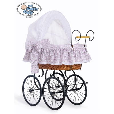 Culla Completa Neonato Vintage Retrò Rosa Bianca Jasmine